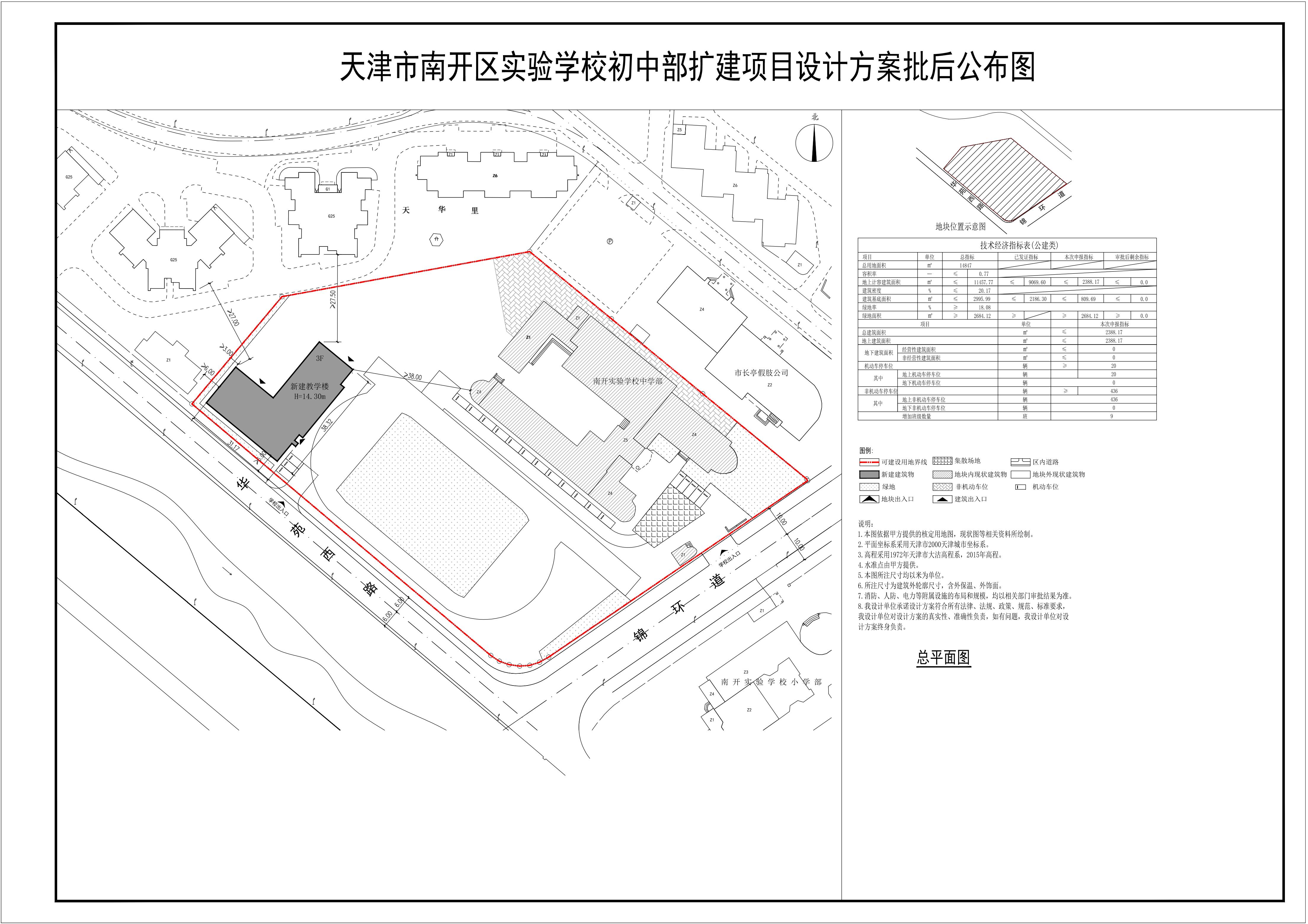 学校初中部扩建项目建设工程设计方案总平面图的公布