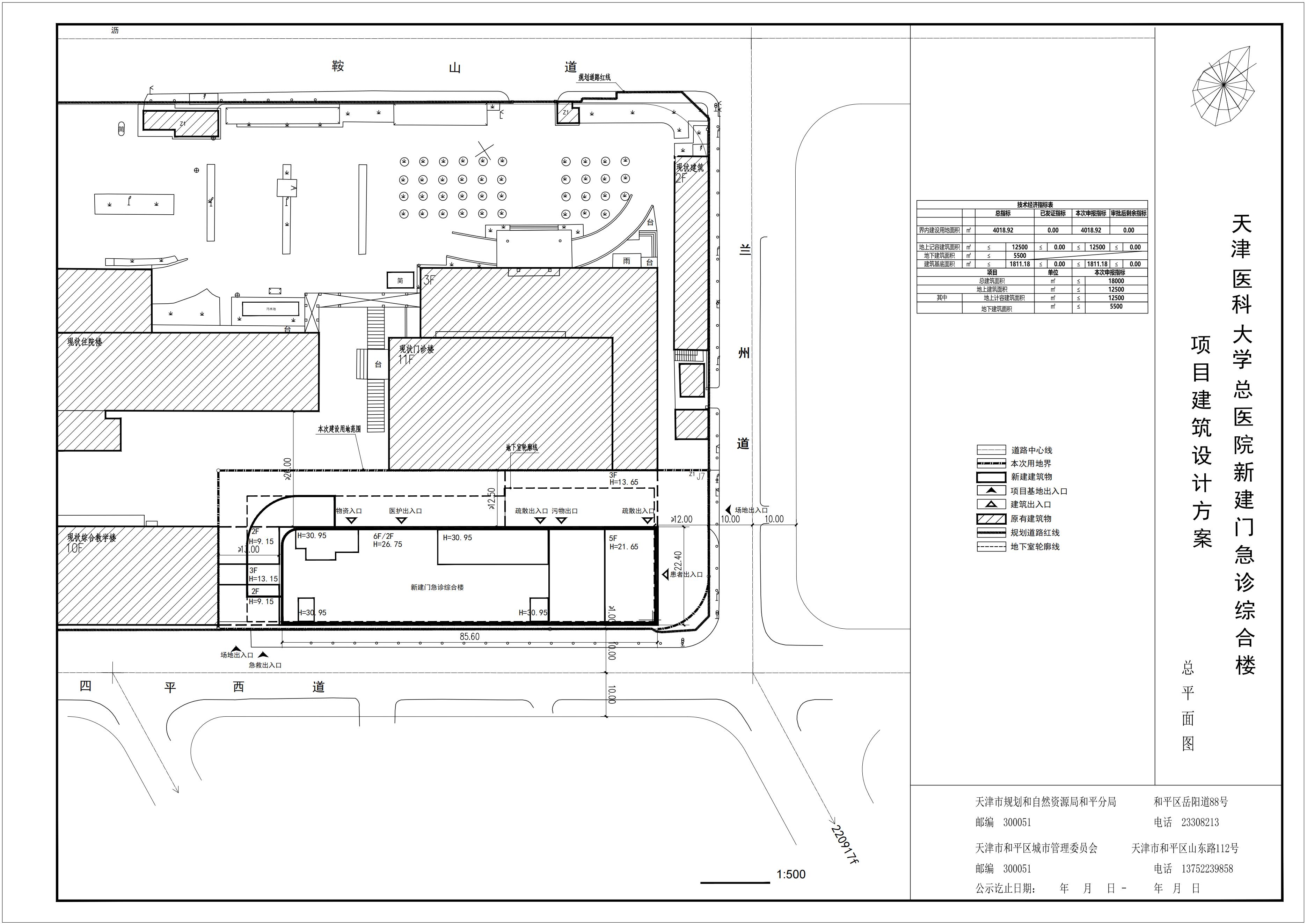 总医院新建门急诊综合楼项目建设工程规划许可证设计方案总平面图公示