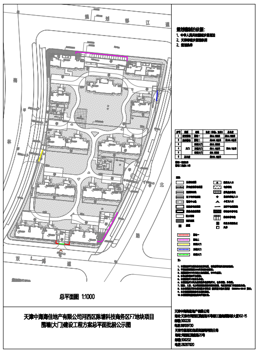 公司陈塘科技商务区f7地块项目围墙(大门)建筑设计方案总平面图的公示